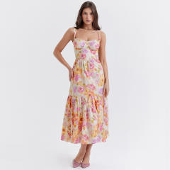 Y2K sweet floral sexy maxi dress