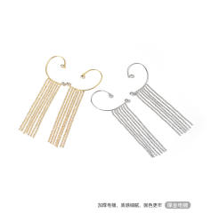 Super shiny rhinestone chain tassel copper ear wrap