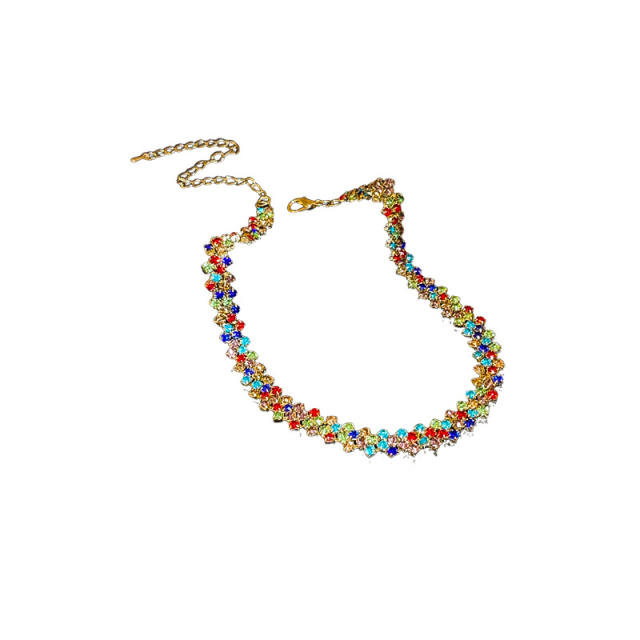 Delicate color cubic zircon choker necklace