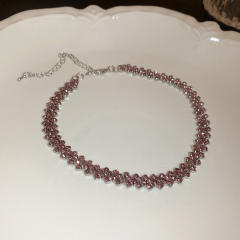 Delicate color cubic zircon choker necklace