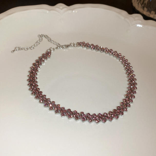 Delicate color cubic zircon choker necklace