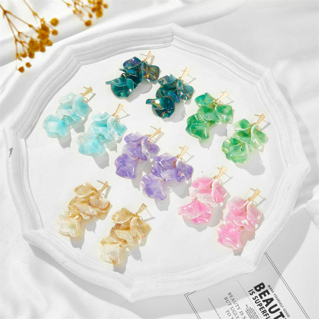 Summer design colorful acrylic petal flower earrings