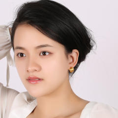 Concise hollow out chic gold plated copper studs earrings