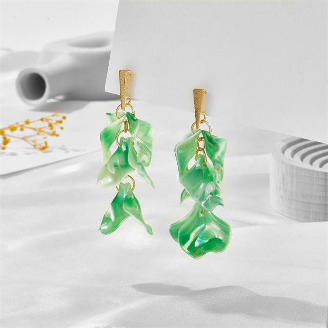 Summer design colorful acrylic petal flower earrings