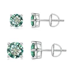 925 sterling silver minit green moissanite 1 carat studs
