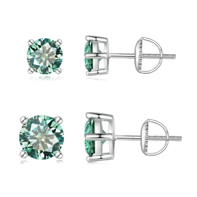925 sterling silver minit green moissanite 1 carat studs