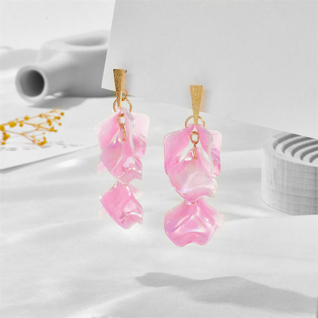 Summer design colorful acrylic petal flower earrings