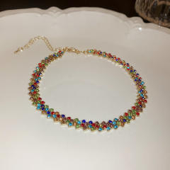 Delicate color cubic zircon choker necklace