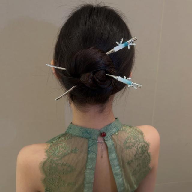 Chinese trend bamboo design alloy hair sticks