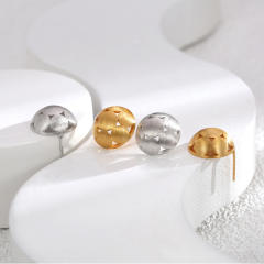 Concise hollow out chic gold plated copper studs earrings