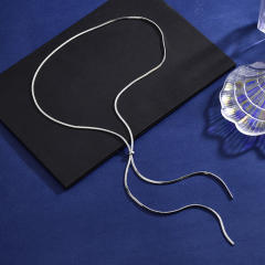 Concise stainless steel snake chain lariat necklace