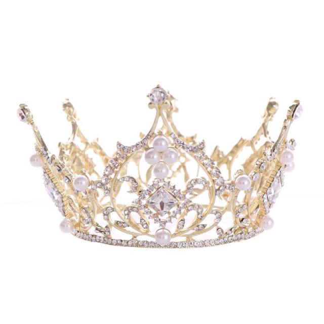 Baroque glass crystal statement round crown