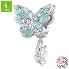 925 sterling silver minit green color diy charm bracelet bead