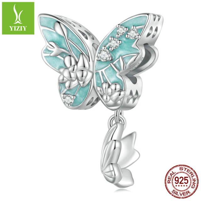 925 sterling silver minit green color diy charm bracelet bead