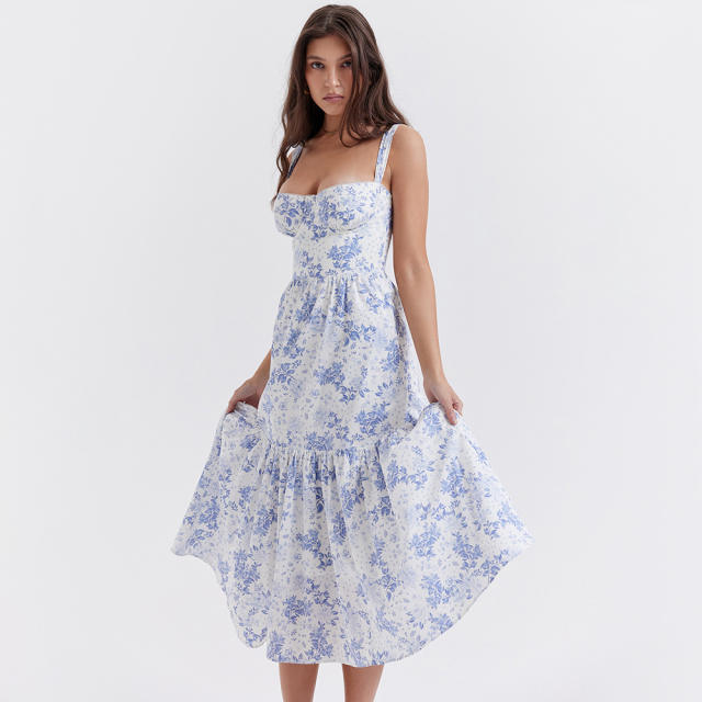 Y2K sweet floral sexy maxi dress