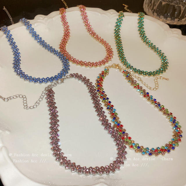 Delicate color cubic zircon choker necklace