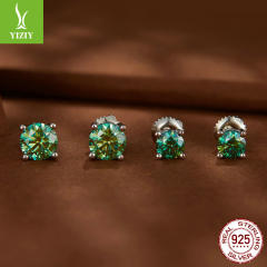 925 sterling silver minit green moissanite 1 carat studs
