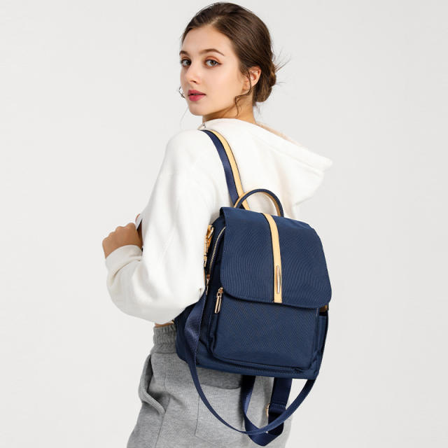 Casual waterproof nylon navy color backpack