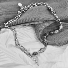 Hiphop cross charm stainless steel chain necklace for men