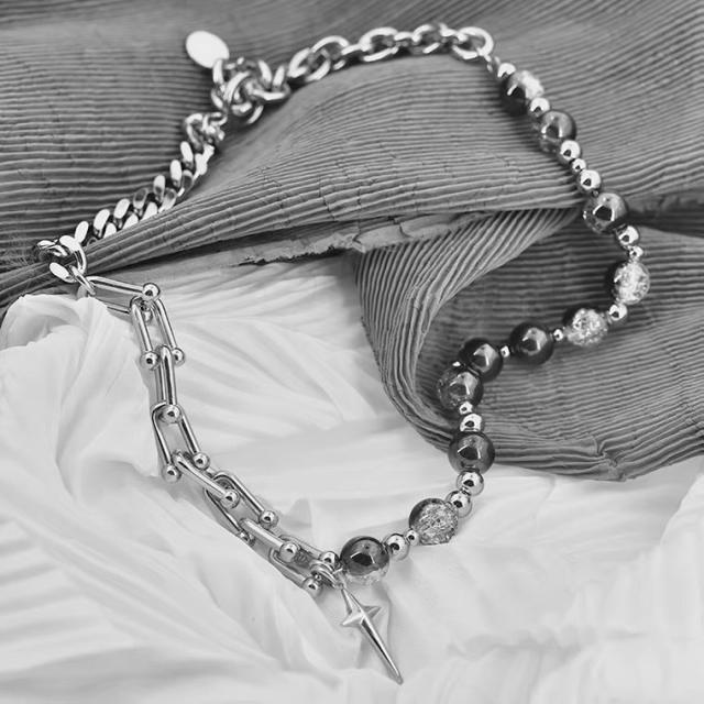 Hiphop cross charm stainless steel chain necklace for men