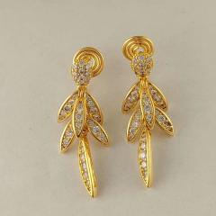 Delicate diamond leaf copper clip on earrings
