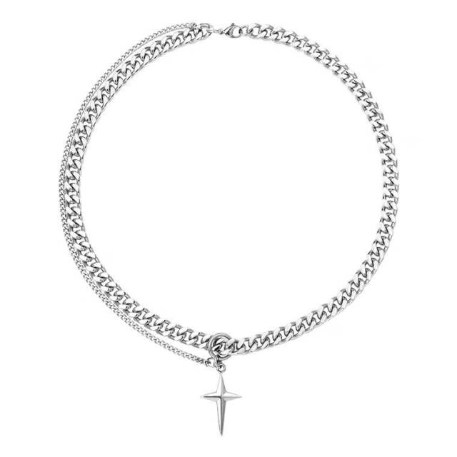 Hiphop popular star charm stainless steel chain necklace