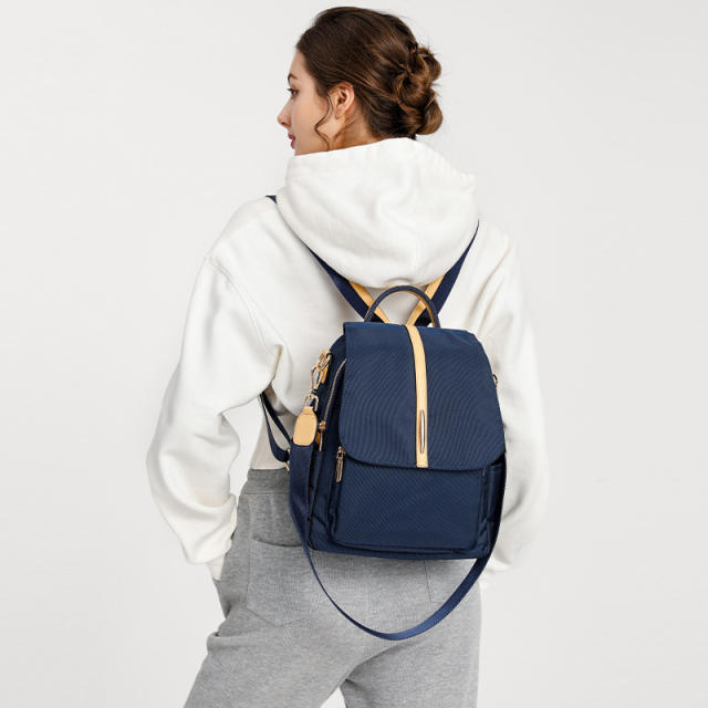Casual waterproof nylon navy color backpack