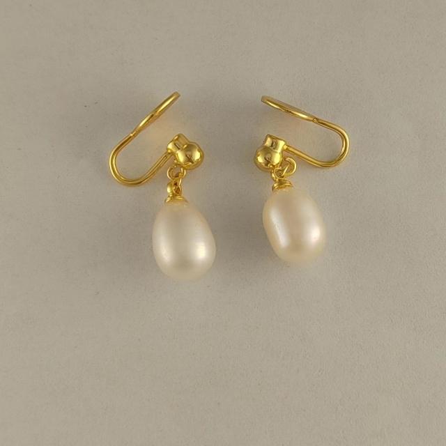 Vintage water pearl copper clip on earrings