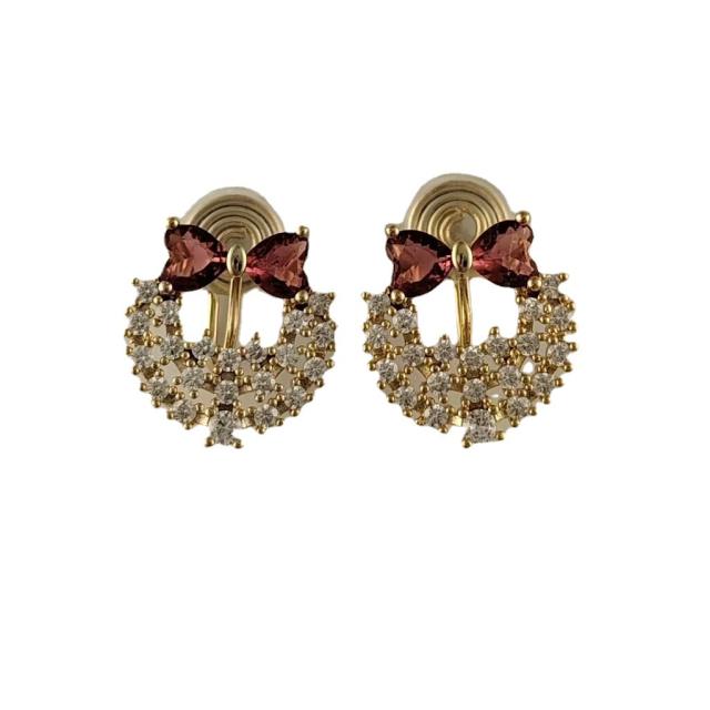 Sweet bow diamond copper clip on earrings