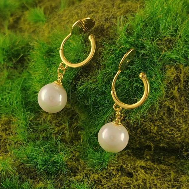 Elegant pearl copper clip on earrings