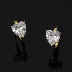 Concise heart cubic zircon clip on earrings