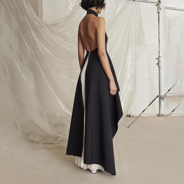 Elegant plain color irregular design two piece formal dress