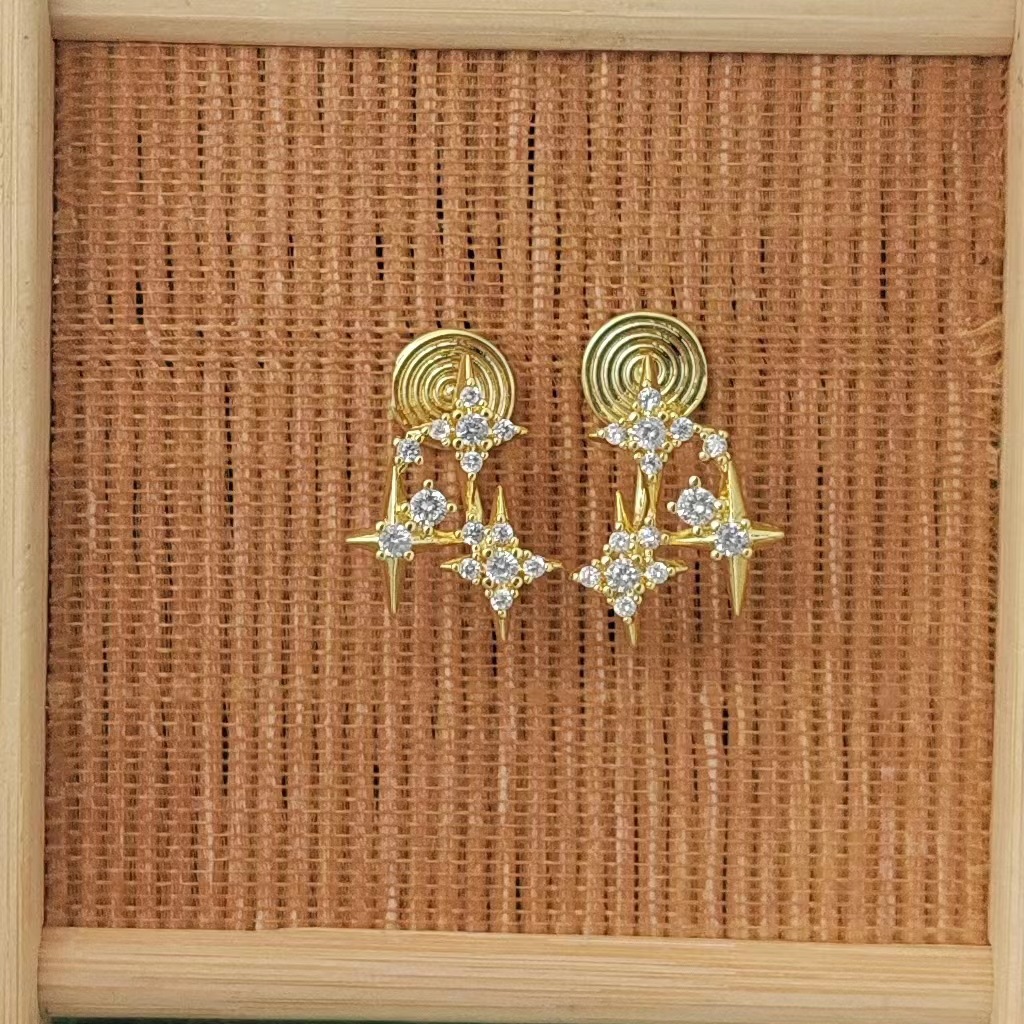 Elegant diamond star copper clip on earrings,EARRINGS&STUDS