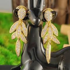 Delicate diamond leaf copper clip on earrings