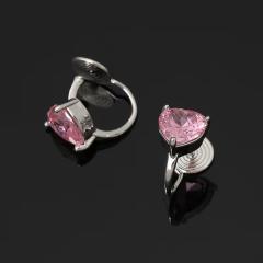 Concise heart cubic zircon clip on earrings