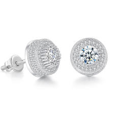 Hiphop full diamond gold plated copper ear studs for men