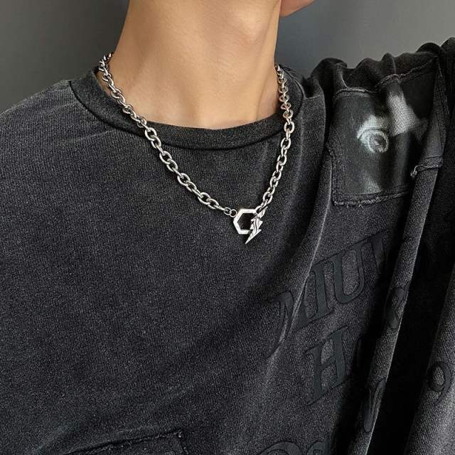 Hiphop stainlesss steel chain toggle choker necklace for men