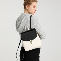 Fashionable color matching pu leather backpack