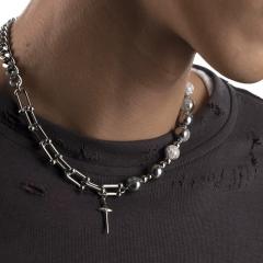 Hiphop cross charm stainless steel chain necklace for men