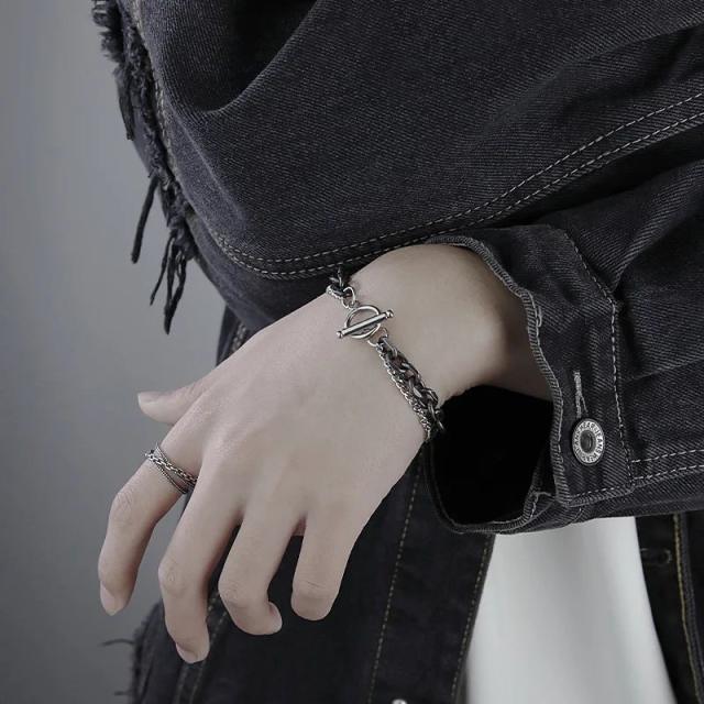 Hiphop two layer stainless steel chain choker for men