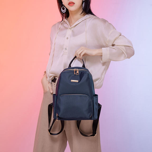 Korean fashion casual plain color waterproof oxford backpack