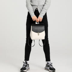 Fashionable color matching pu leather backpack