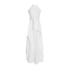 Elegant plain color irregular design two piece formal dress