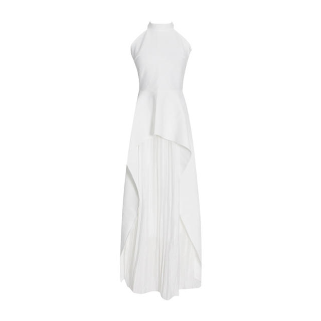 Elegant plain color irregular design two piece formal dress