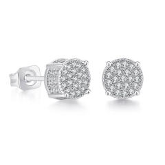 Hiphop full diamond gold plated copper ear studs for men