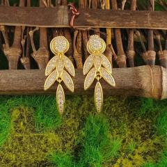 Delicate diamond leaf copper clip on earrings