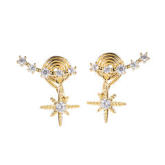 Elegant pave setting diamond star copper clip on earrings