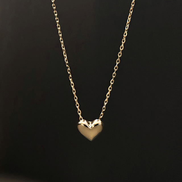 14K gold plated sterling silver tiny heart dainty necklace