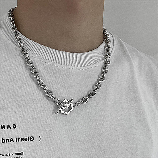 Hiphop stainlesss steel chain toggle choker necklace for men