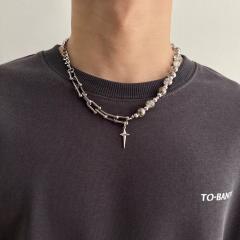Hiphop cross charm stainless steel chain necklace for men